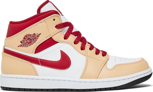 Air Jordan 1 Mid Light Curry Cardinal Red