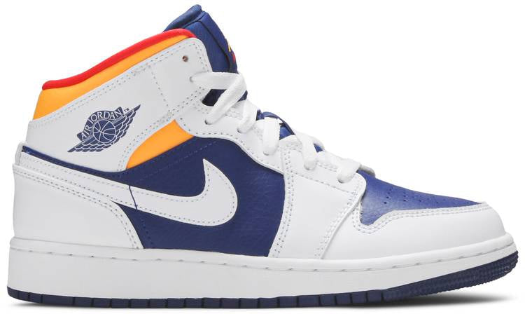 Air Jordan 1 Mid GS White Deep Royal Blue