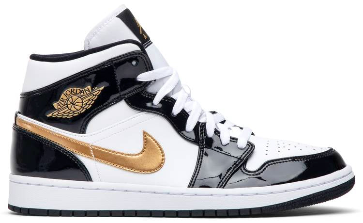 Air Jordan 1 Mid Patent Black Gold